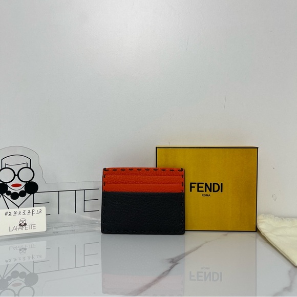 Fendi Nib Selleria 2 Tone Card Case - Picture 2 of 5